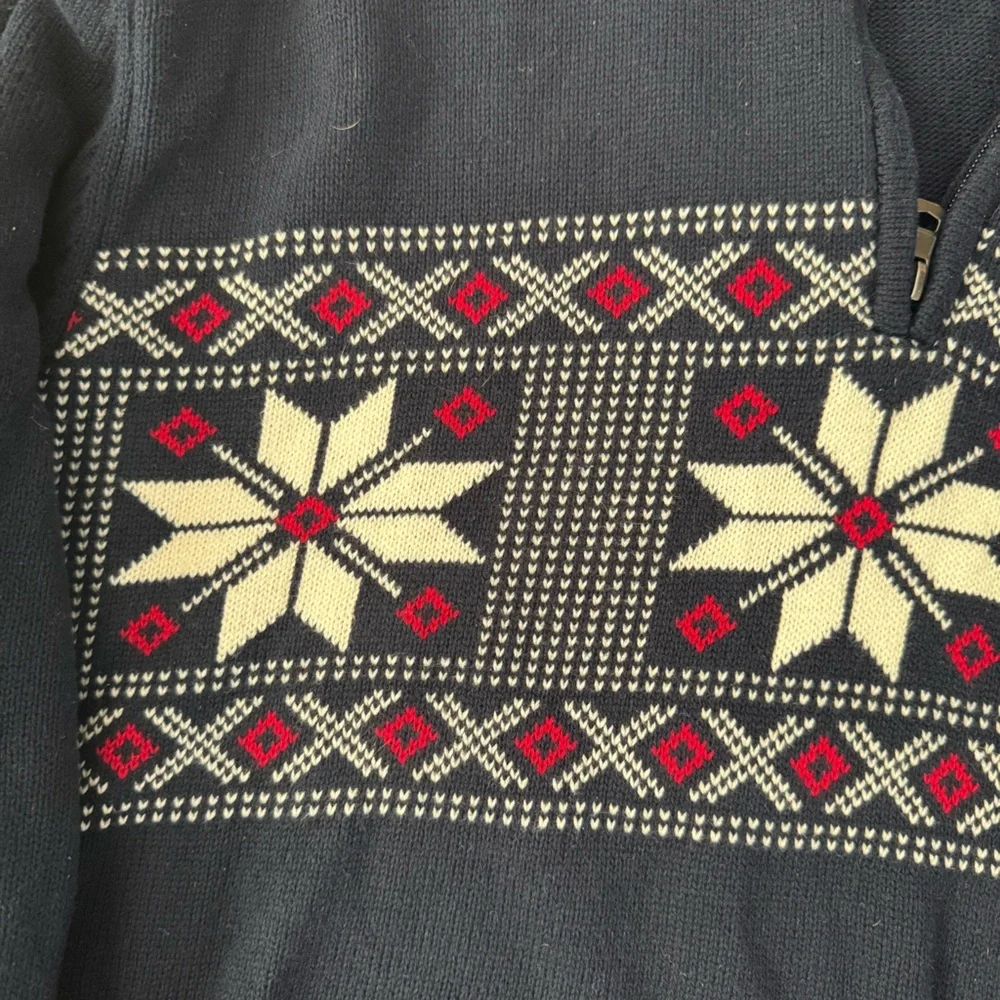 Weatherproof Vintage Men's Navy Sweater with Nordic Pattern